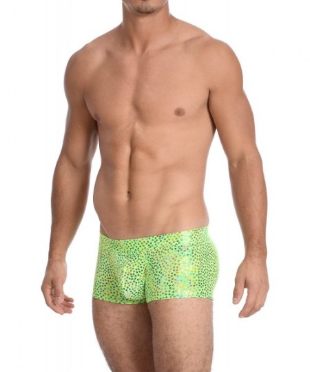 Briefs Mens New Printed Hot Body Boxer Swimsuit - Trinket Lime - C0187GHRZYN