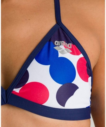 Tankinis Girls' USA Dots Tie Back MaxLife Bikini Swimsuit - Top - Navy/Multicolor - CV18X27X9WL