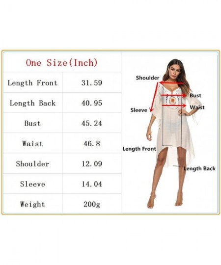 Cover-Ups Women Bathing Suit Cover Up Beach Swimwear Crochet Cold Shoulder Dress - Beige - C218DL6SRWE