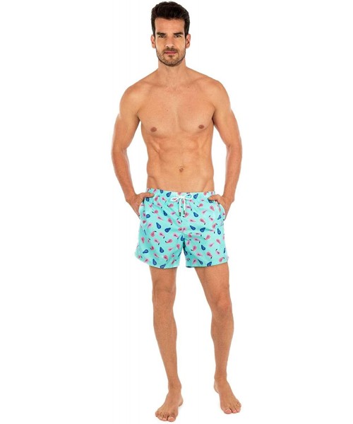 Trunks Men's Swim Trunks - Slim Fit European Style Quick Dry Designer Beach Shorts Jungle Collection (XS-XXXL) - Papaya - C61...