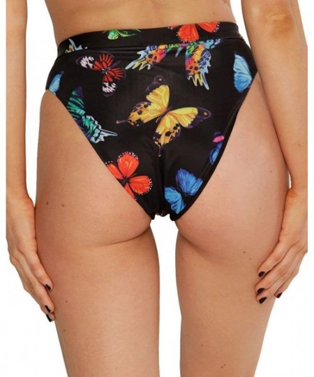 Tankinis Women's High Cut High Waisted Booty Shorts Bottoms - Butterfly High Cut - CA192AOGUEX