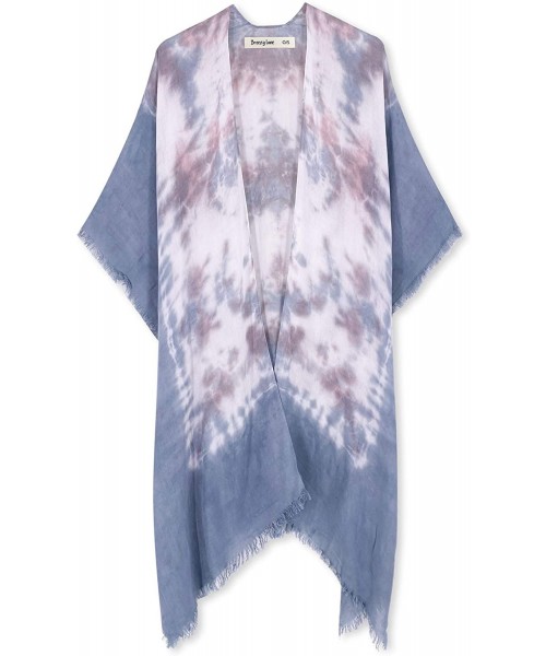 Cover-Ups Women's Beach Coverup Swimsuit Kimono Cardigan with Tie Dye Print - C1 Tie-dye Carolina Blue - CF19DEK8X09