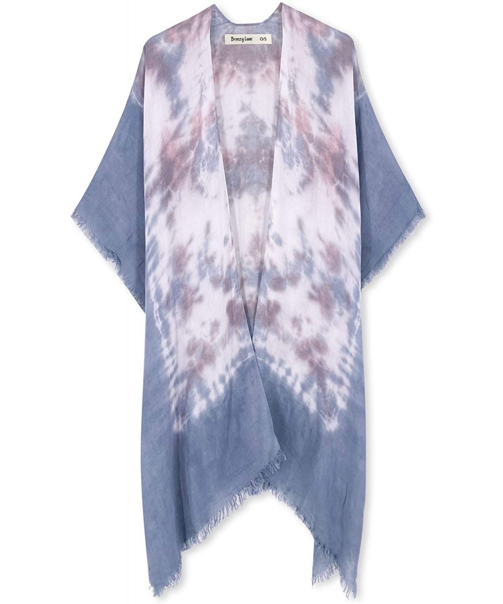 Cover-Ups Women's Beach Coverup Swimsuit Kimono Cardigan with Tie Dye Print - C1 Tie-dye Carolina Blue - CF19DEK8X09