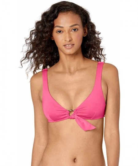 Tops Women's Ring Front Crop Bikini Top Swimsuit - Active Ultra Pink - CT18Q7Z6EO7