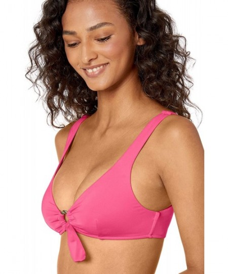 Tops Women's Ring Front Crop Bikini Top Swimsuit - Active Ultra Pink - CT18Q7Z6EO7