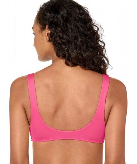 Tops Women's Ring Front Crop Bikini Top Swimsuit - Active Ultra Pink - CT18Q7Z6EO7