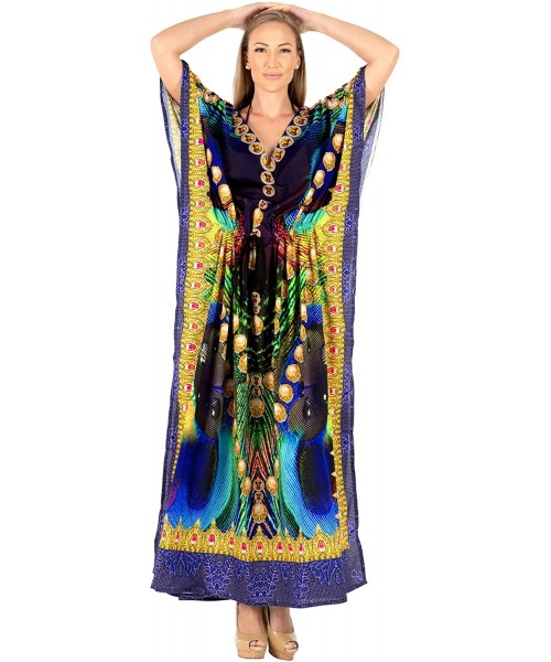 Cover-Ups Women's Maxi Kaftan Swimsuit Cover Ups Sleep Casual Dress Drawstring - Multi_x872 - C818IE5HI7Q