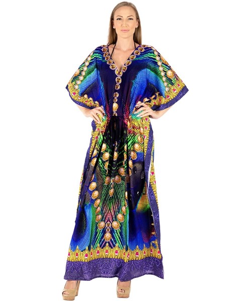 Cover-Ups Women's Maxi Kaftan Swimsuit Cover Ups Sleep Casual Dress Drawstring - Multi_x872 - C818IE5HI7Q