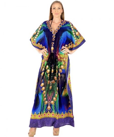 Cover-Ups Women's Maxi Kaftan Swimsuit Cover Ups Sleep Casual Dress Drawstring - Multi_x872 - C818IE5HI7Q