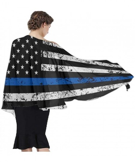 Cover-Ups Women Fashion Shawl Wrap Summer Vacation Beach Towels Swimsuit Cover Up - American Thin Blue Line Flag Police - CN1...