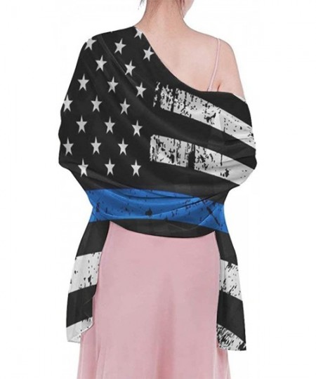 Cover-Ups Women Fashion Shawl Wrap Summer Vacation Beach Towels Swimsuit Cover Up - American Thin Blue Line Flag Police - CN1...