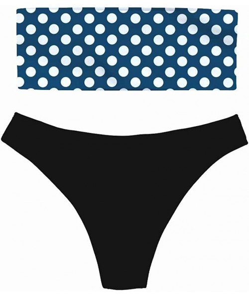 Sets Women's Two Piece Bandeau Bikini Set Sexy Strapless High Cut Swimwear - Polka Dot 10 - CT18QQHKTOW