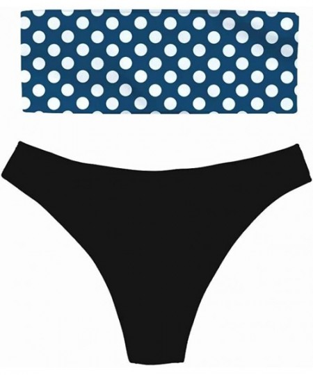 Sets Women's Two Piece Bandeau Bikini Set Sexy Strapless High Cut Swimwear - Polka Dot 10 - CT18QQHKTOW