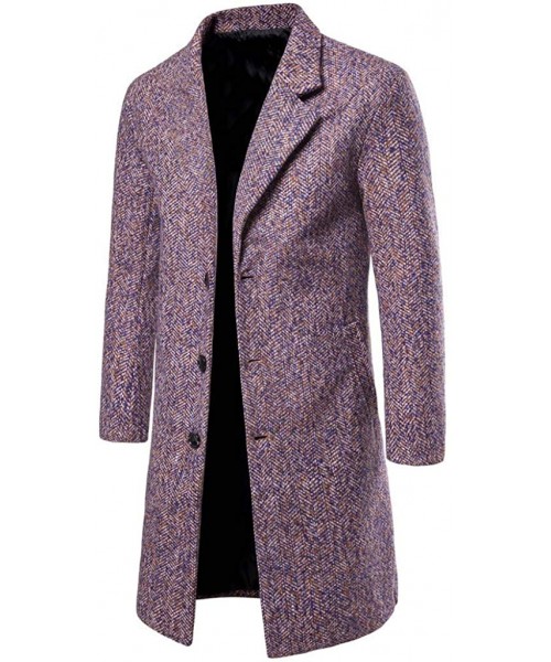 Board Shorts Men Trench Business Coat Winter Long Jacket Outwear Overcoat - Purple - CI18X6ZWHR8