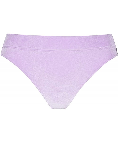 Tankinis Women's Velvet Plus Size Bikini Bottoms- Cheeky Cut- Sexy High Waisted Swimsuit Pants - Lilac - CY18ZGQKZEU