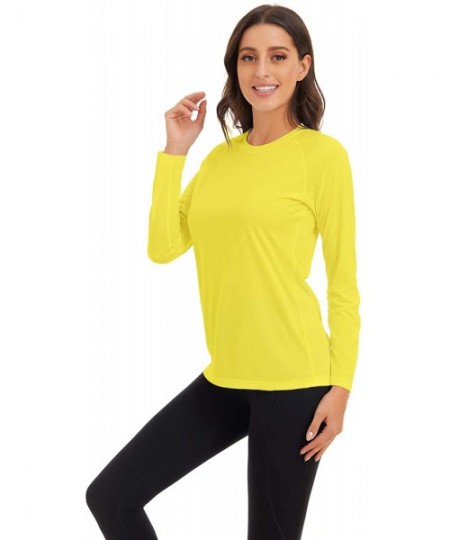 Rash Guards Women's UPF 50+ Sun Protection Thin Quick Dry Shirt Summer Hiking Top - Yellow - CY199998IKC