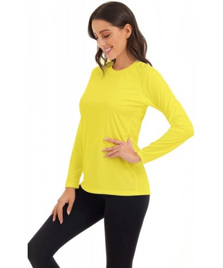 Rash Guards Women's UPF 50+ Sun Protection Thin Quick Dry Shirt Summer Hiking Top - Yellow - CY199998IKC