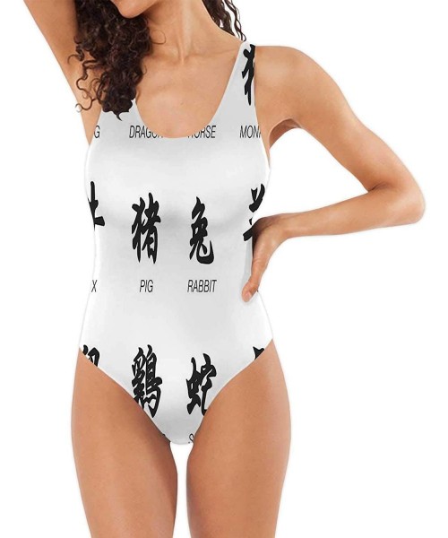 One-Pieces Hand Shadow Puppets swan-Women's Conservative Athletic One Piece Training Swimsuit Bear S - Multi 13 - C2190TKLA42