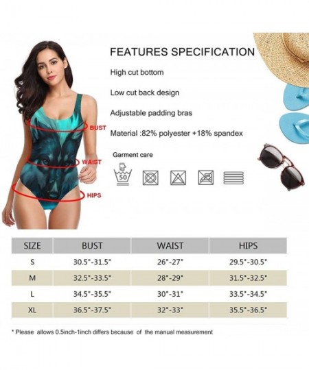 One-Pieces Girls Retro Bathing Suit Beach Swimwear for Fitness Daily Wear - Mythical Beautiful Wolf Night 3 - C71900S5YLU