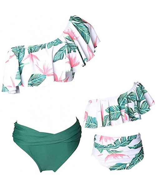 Sets Family Matching Mommy and Me Two Pieces Swimwear Bikini Set Girls Swimsuits Women Ruffle Bathing Suit - 4 Green - C518NQ...