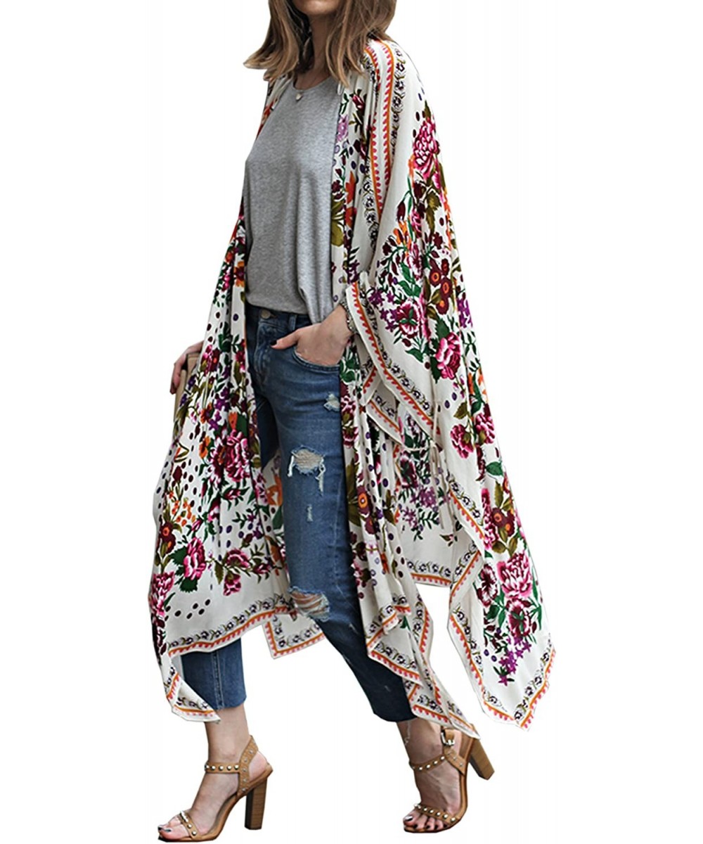 Cover-Ups Women's Sheer Chiffon Floral Kimono Cardigan Long Blouse Loose Tops Outwear - A-k 9 - CO17YC67ISK