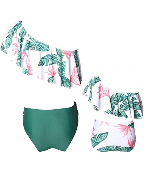 Sets Family Matching Mommy and Me Two Pieces Swimwear Bikini Set Girls Swimsuits Women Ruffle Bathing Suit - 4 Green - C518NQ...