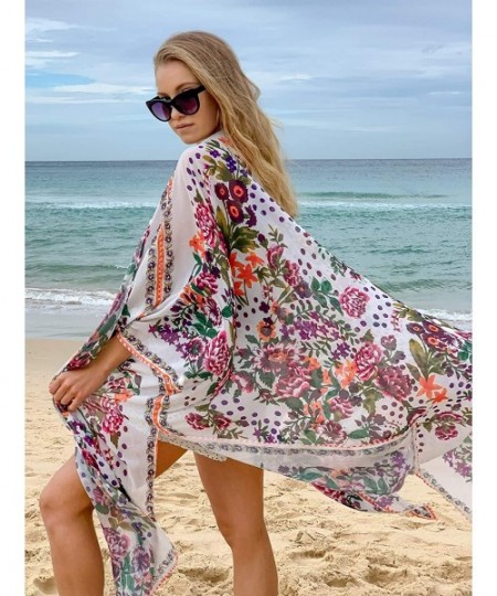 Cover-Ups Women's Sheer Chiffon Floral Kimono Cardigan Long Blouse Loose Tops Outwear - A-k 9 - CO17YC67ISK