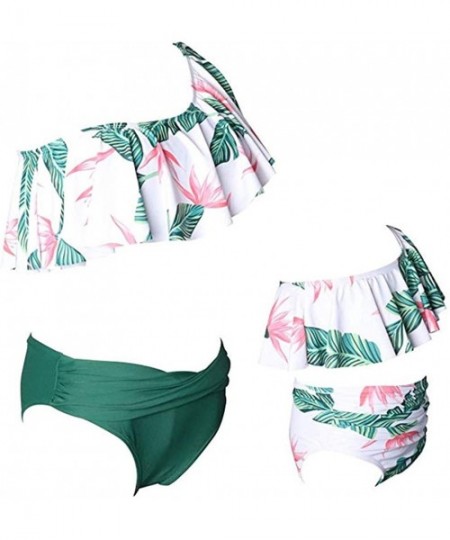 Sets Family Matching Mommy and Me Two Pieces Swimwear Bikini Set Girls Swimsuits Women Ruffle Bathing Suit - 4 Green - C518NQ...