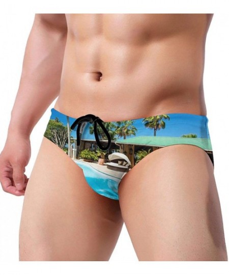 Racing Blue Swimming Pool Men's Low Rise Swimwear Bikini Briefs Beach Swimsuit - C61963N3HO4