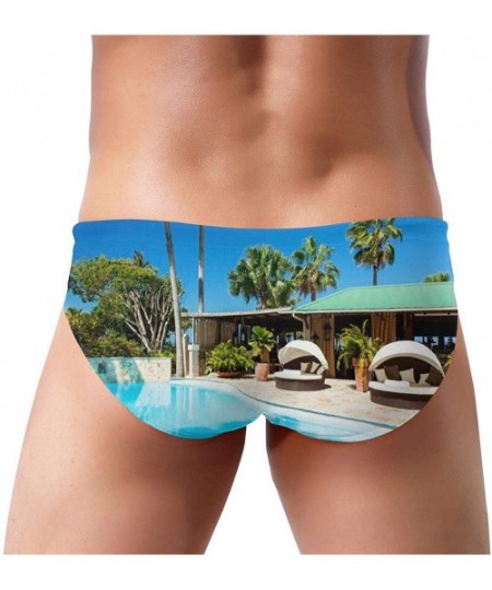 Racing Blue Swimming Pool Men's Low Rise Swimwear Bikini Briefs Beach Swimsuit - C61963N3HO4