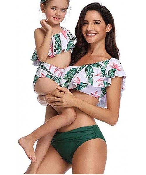 Sets Family Matching Mommy and Me Two Pieces Swimwear Bikini Set Girls Swimsuits Women Ruffle Bathing Suit - 4 Green - C518NQ...