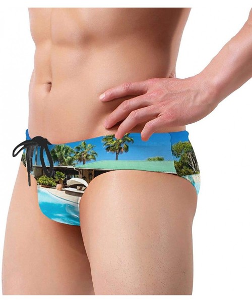 Racing Blue Swimming Pool Men's Low Rise Swimwear Bikini Briefs Beach Swimsuit - C61963N3HO4