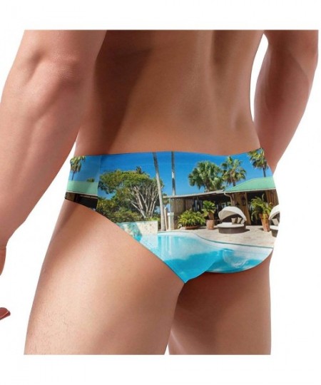 Racing Blue Swimming Pool Men's Low Rise Swimwear Bikini Briefs Beach Swimsuit - C61963N3HO4