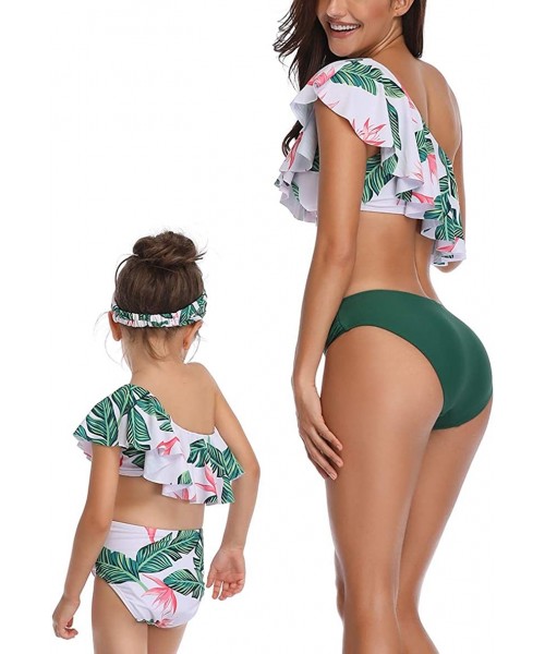 Sets Family Matching Mommy and Me Two Pieces Swimwear Bikini Set Girls Swimsuits Women Ruffle Bathing Suit - 4 Green - C518NQ...