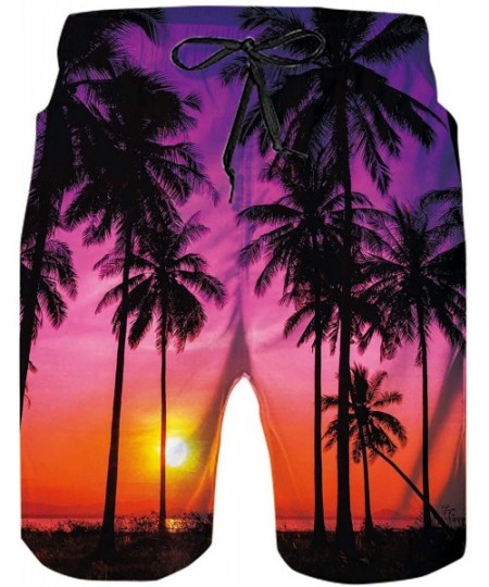 Board Shorts Casual Mens Swim Trunks Quick Dry Printed Beach Shorts Summer Boardshorts with Mesh Lining - Hawaiian Sunset 2 -...