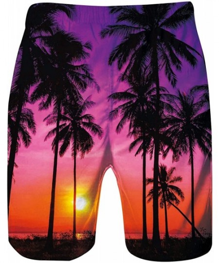 Board Shorts Casual Mens Swim Trunks Quick Dry Printed Beach Shorts Summer Boardshorts with Mesh Lining - Hawaiian Sunset 2 -...