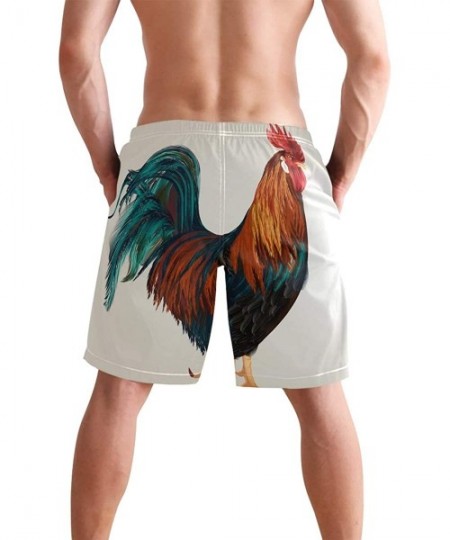 Board Shorts Mens Swim Trunks Animal Rooster Pattern Quick Dry Beach Shorts Summer Surf Board Shorts - CE18T6RMC9H