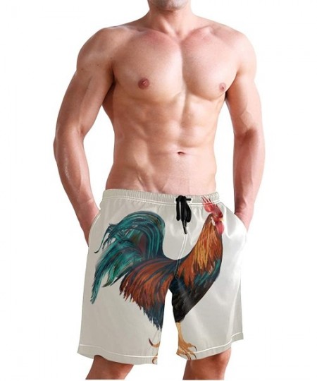 Board Shorts Mens Swim Trunks Animal Rooster Pattern Quick Dry Beach Shorts Summer Surf Board Shorts - CE18T6RMC9H