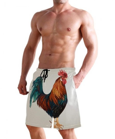 Board Shorts Mens Swim Trunks Animal Rooster Pattern Quick Dry Beach Shorts Summer Surf Board Shorts - CE18T6RMC9H