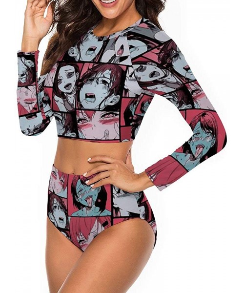 Tops Japanese Anime Girls Two Piece Hot Halter Rash Guard Crossback Soft Pads Swimwear for Swimming Various Styles Style1 8 -...