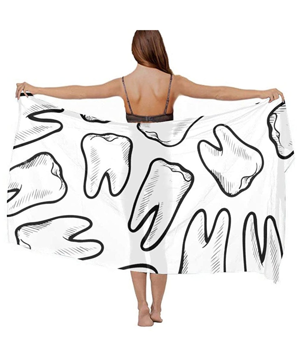 Cover-Ups Women Chiffon Scarf Shawl Wrap Sunscreen Beach Swimsuit Bikini Cover Up - Dentistry Pattern - CZ196U4GHGS