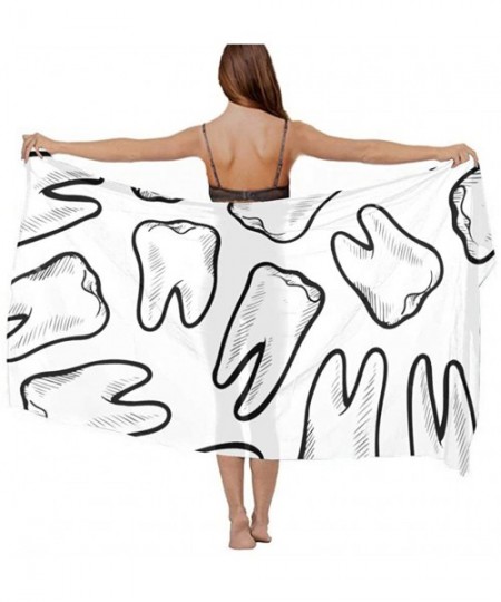 Cover-Ups Women Chiffon Scarf Shawl Wrap Sunscreen Beach Swimsuit Bikini Cover Up - Dentistry Pattern - CZ196U4GHGS