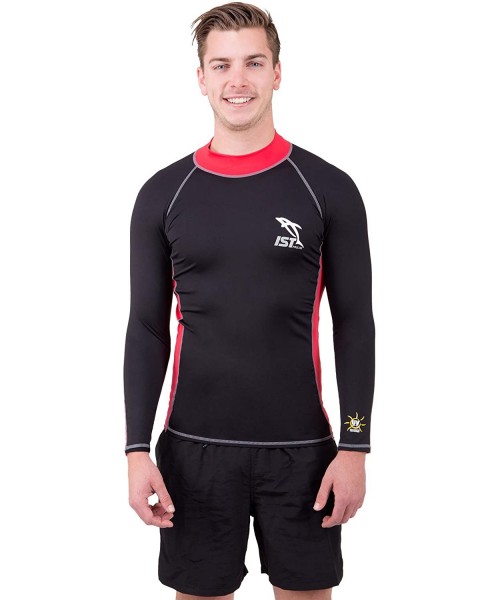 Rash Guards DS-46 Unisex Long Sleeve Spandex Rash Guard - Red - CH17YW43K3T