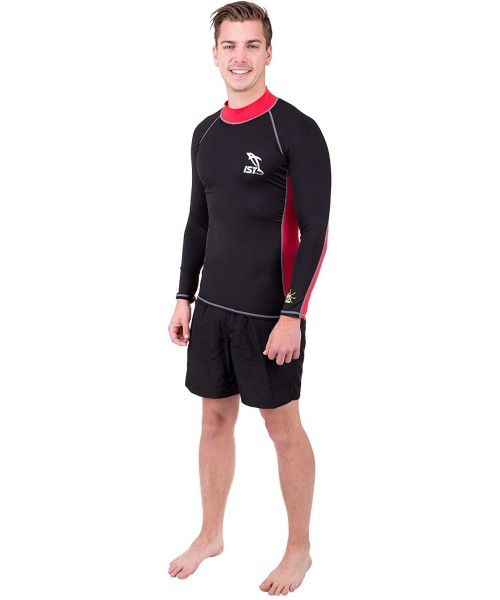 Rash Guards DS-46 Unisex Long Sleeve Spandex Rash Guard - Red - CH17YW43K3T