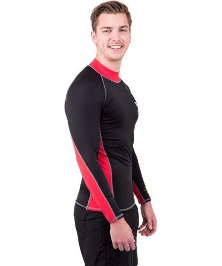 Rash Guards DS-46 Unisex Long Sleeve Spandex Rash Guard - Red - CH17YW43K3T