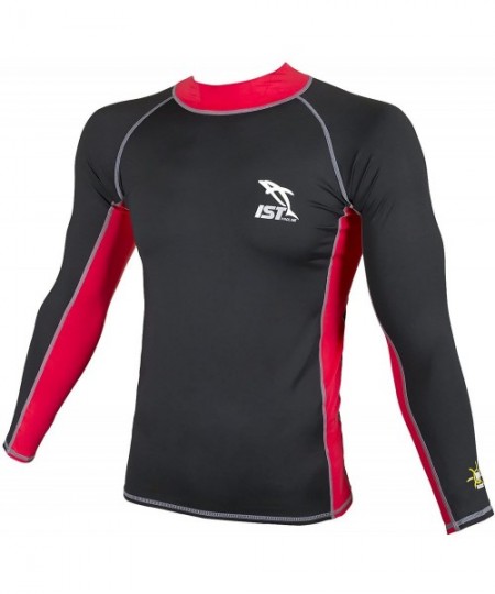 Rash Guards DS-46 Unisex Long Sleeve Spandex Rash Guard - Red - CH17YW43K3T