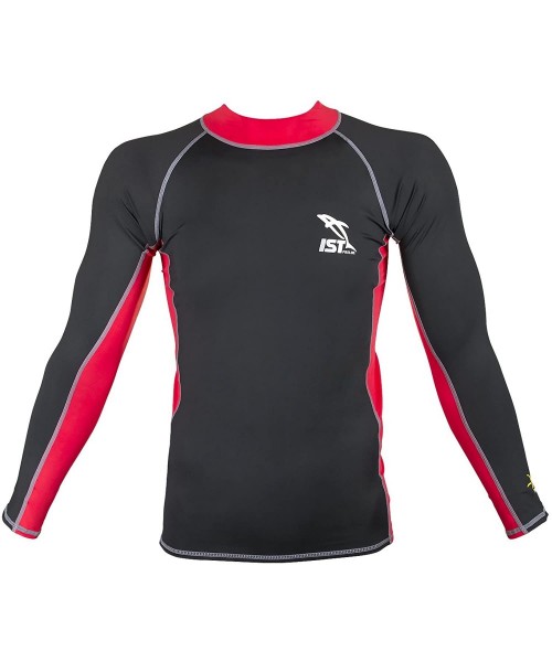 Rash Guards DS-46 Unisex Long Sleeve Spandex Rash Guard - Red - CH17YW43K3T