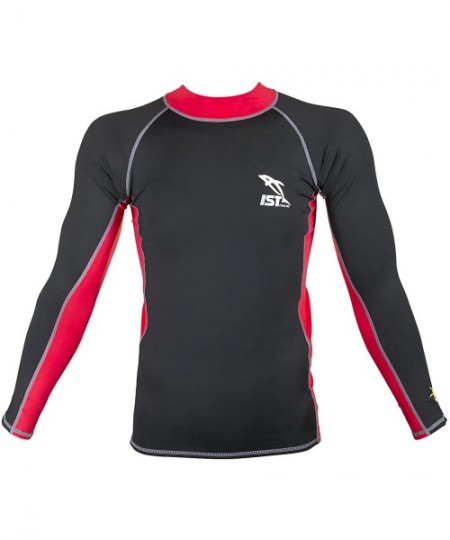 Rash Guards DS-46 Unisex Long Sleeve Spandex Rash Guard - Red - CH17YW43K3T