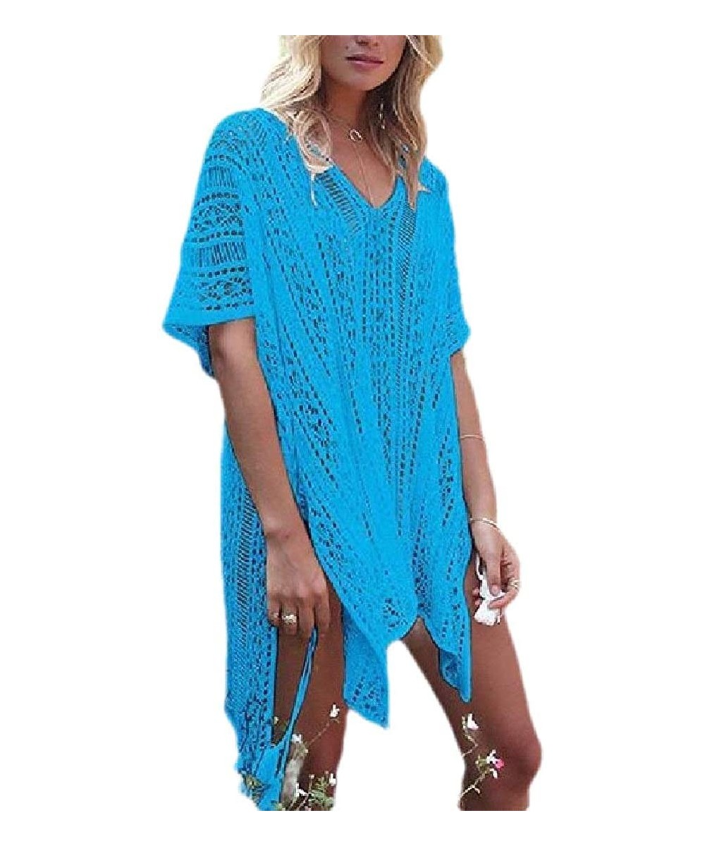 Cover-Ups Womens Cover-up Batwing Sleeve Bikinis Bathing Suit Knit Beach Dress - 3 - CU19D7UA2A0