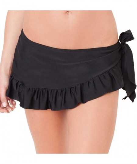 Bottoms Women's Ruffle Skirted Bikini Bottom - Black Hue - CS18H093QN9